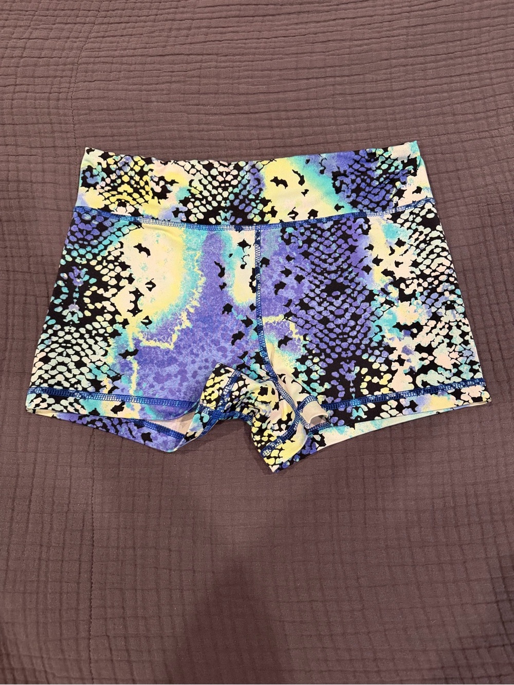 Aeropostale Purple Blue Yellow Snake-Print Bike Shorts